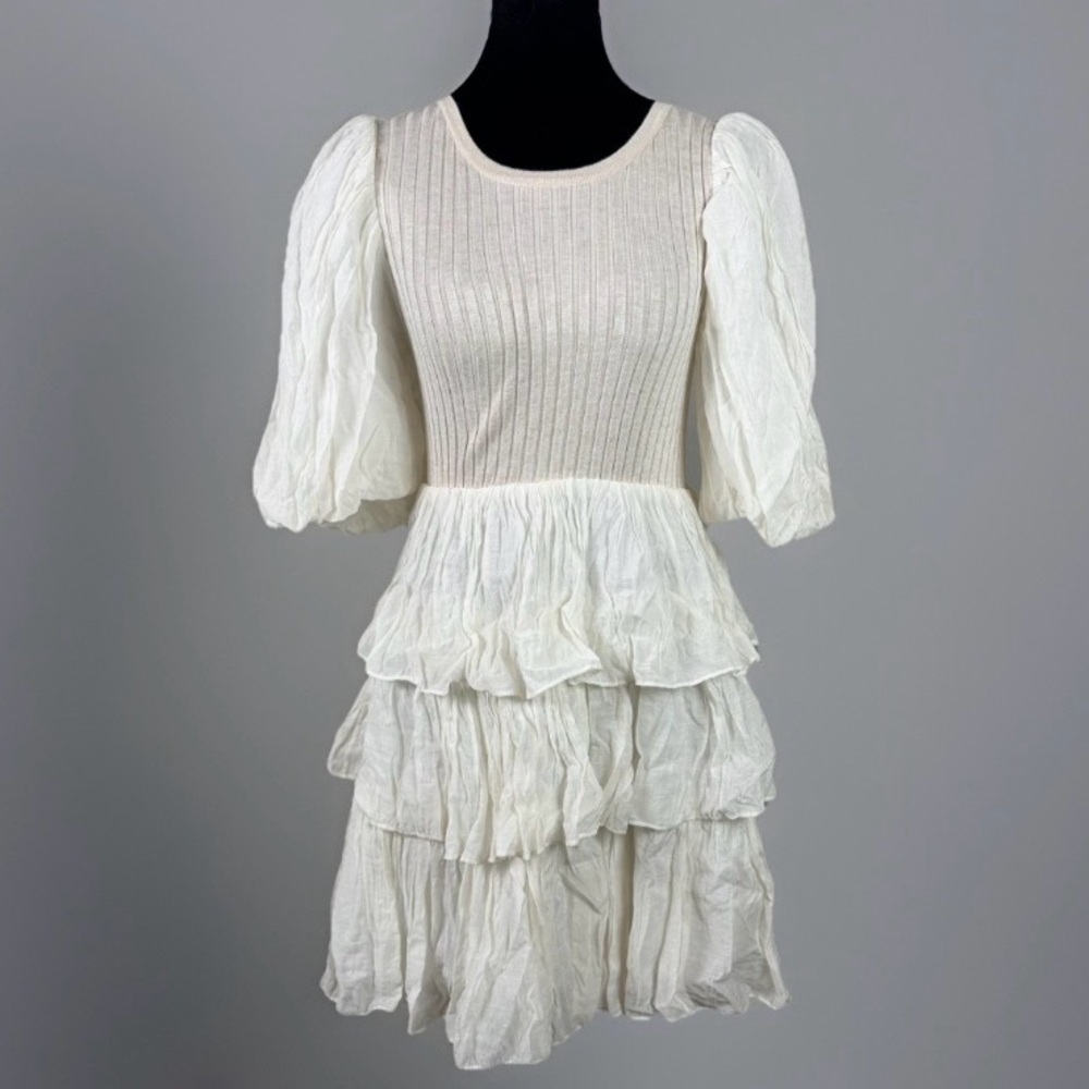 Sofie The Label Cream Babydoll Trapeze Style Tiered Dress- Size Small
